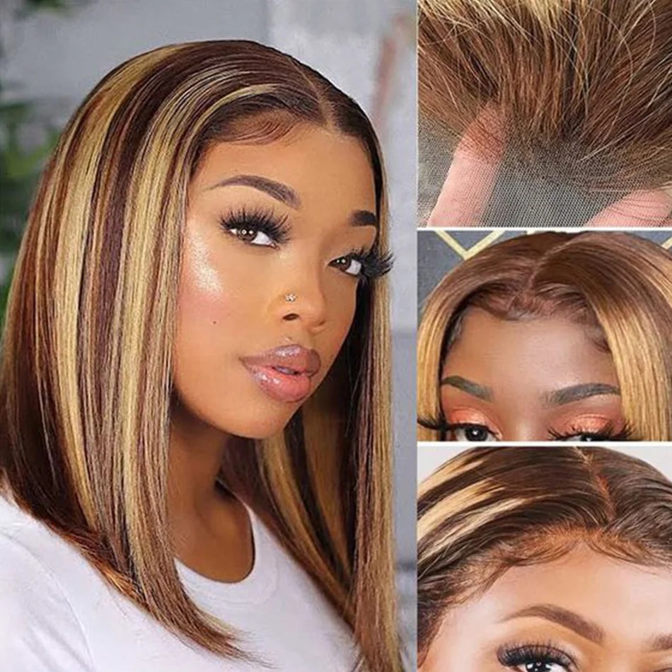 Highlight Blonde Wig Short Lac - огляд і ціна Pre Parted 13X4 Lace Front Bob Wig