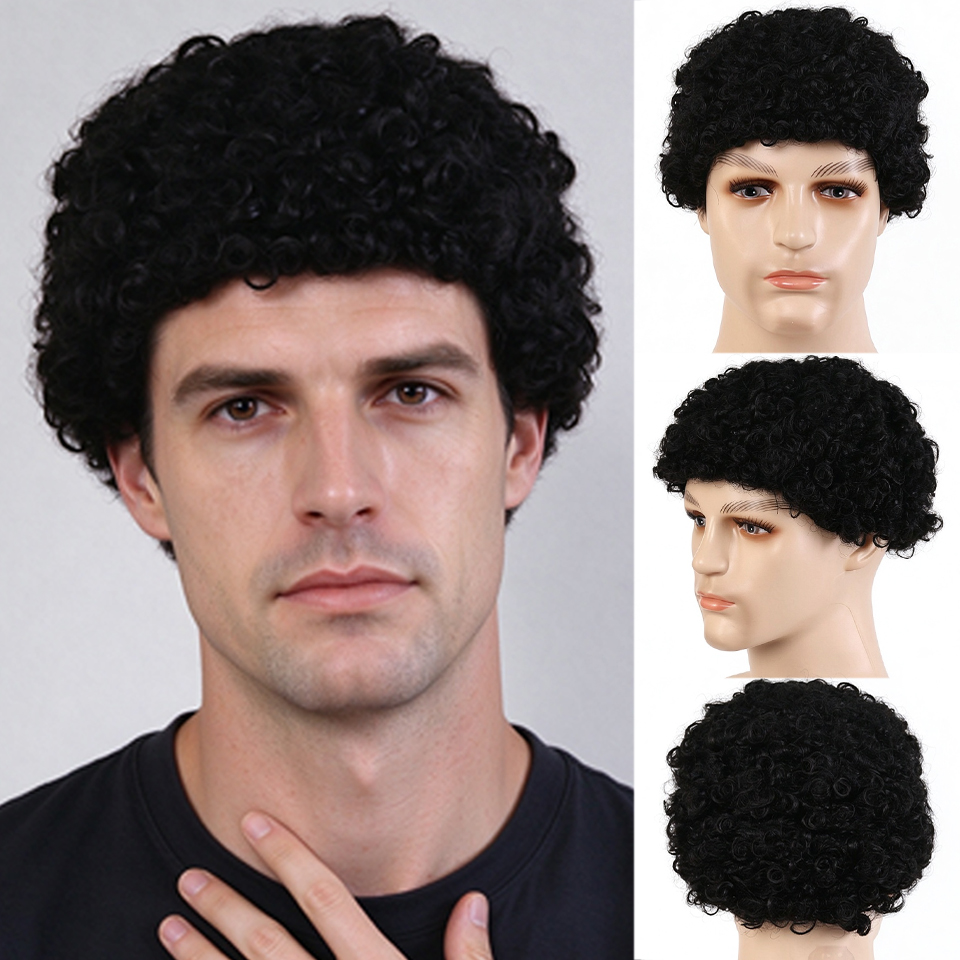 Synthetic Men's Short Curly Ha - огляд і ціна Synthetic Wigs